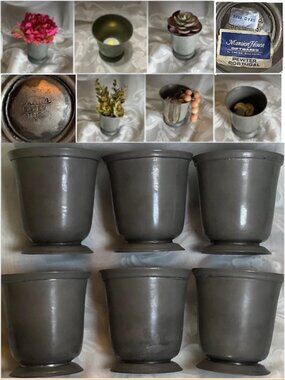 6 Pewter Footed Goblets Mansion House by Oneida Silversmiths  Lead-free Portugal